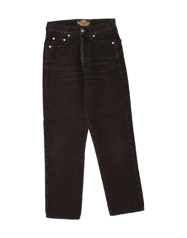 HARLEY DAVIDSON Womens Straight Jeans W28 L28  Black Cotton Cozy Relaxed Fit Denim Jeans