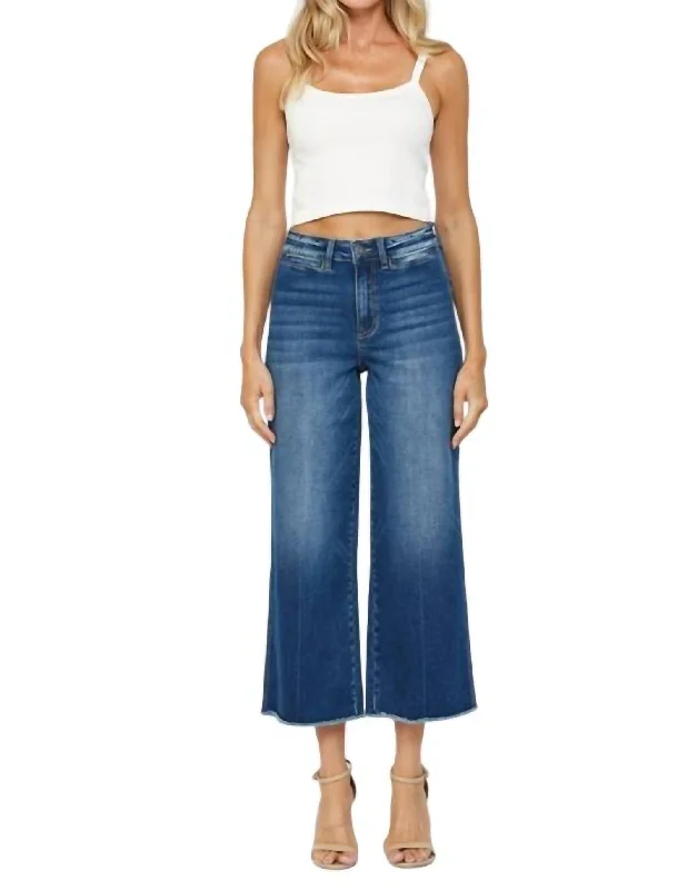 High Rise Cropped Wide Leg Jeans In Kiona Elegant Skinny Leg Jeans