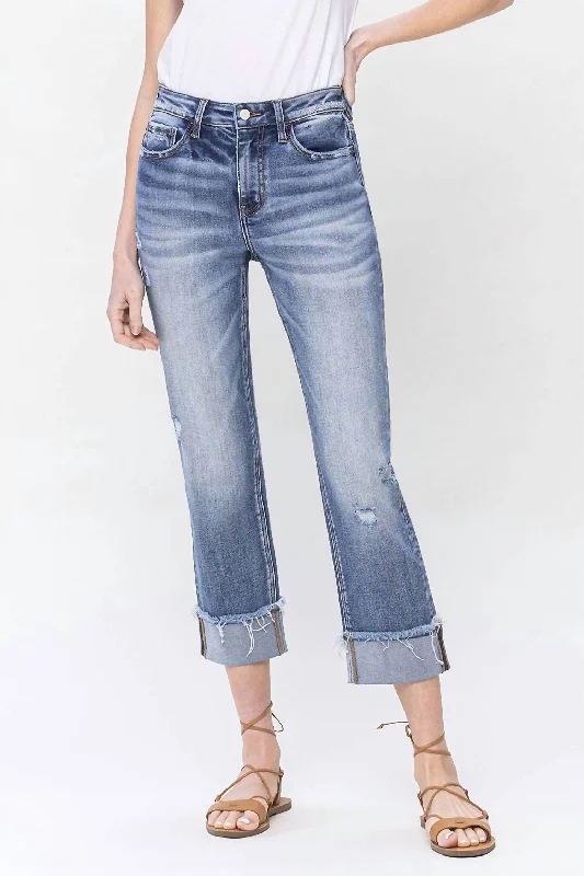 High Rise Cuffed Straight Jean In Infallible Chic Dark-Wash Skinny Jeans