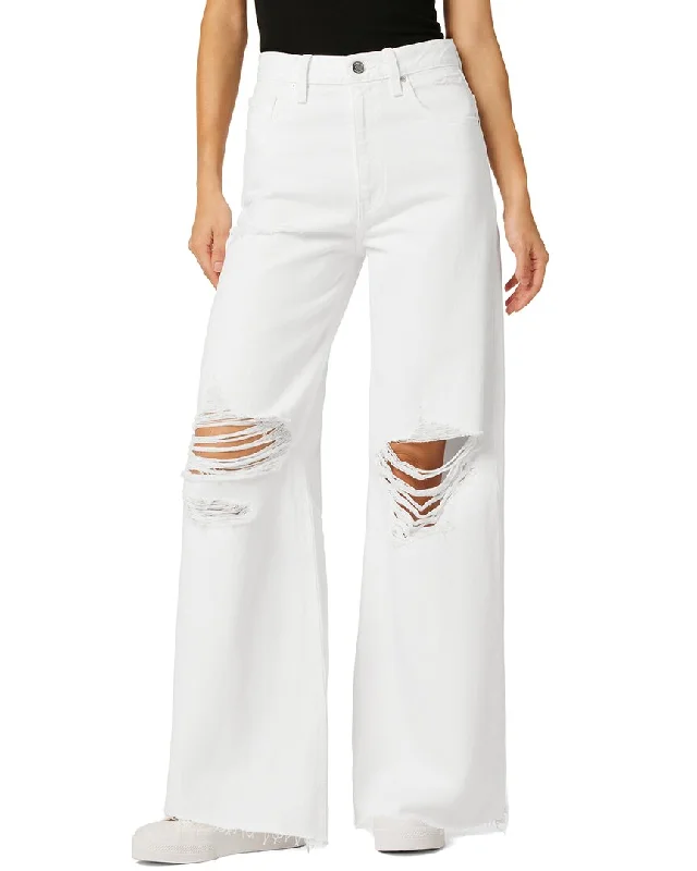 HUDSON Jeans James High-Rise Wide Leg Dest. White Jean Casual Light Wash Jeans