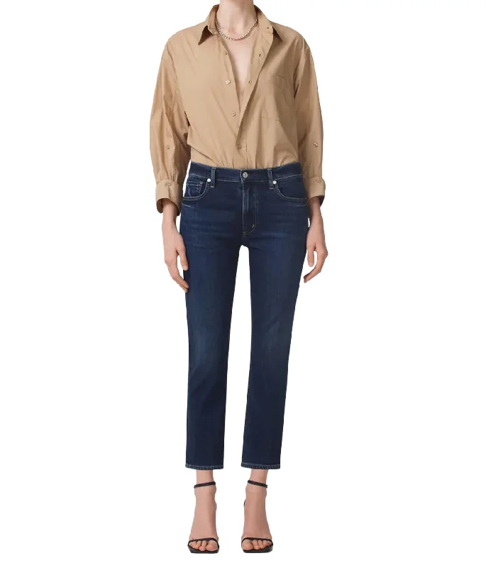 Isola Straight Crop Jeans In Courtland Fashionable Raw Hemmed Jeans