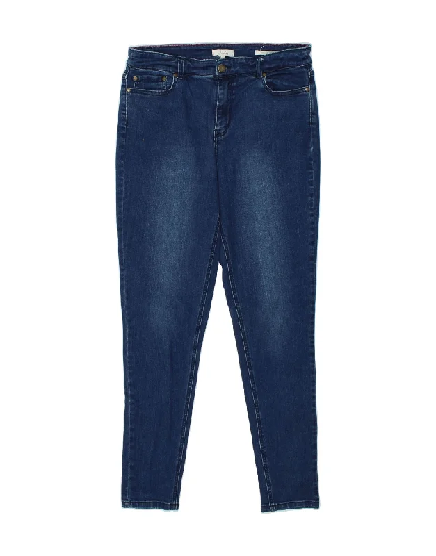 JOULES Womens Skinny Jeans UK 14 Large W32 L30 Navy Blue Cotton Fashionable Straight Cut Jeans