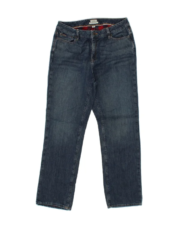 L.L.BEAN Womens Favorite Fit Straight Jeans US 12 Large W32 L30  Blue Trendy Low-Rise Slim Jeans