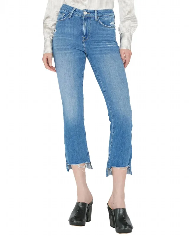 Le Crop Mini Boot Raw Jean In Drizzle Rips Chew Classic Slim Fit Jeans