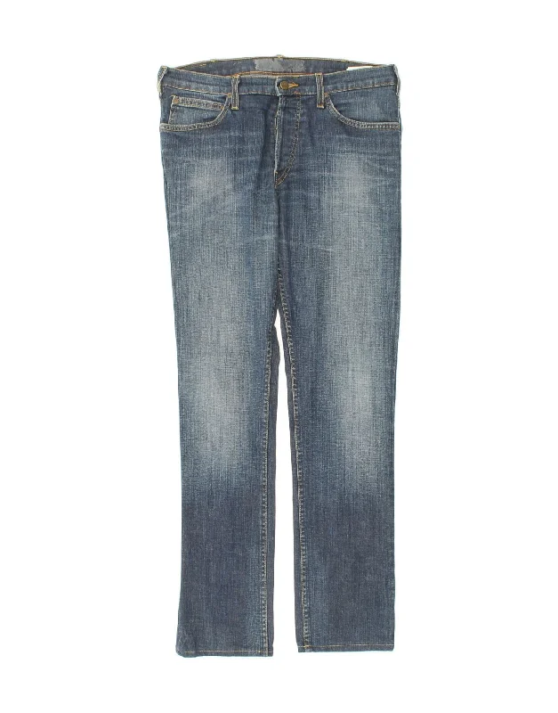 LEE Womens Jegger Straight Jeans W34 L30 Blue Cotton Elegant Raw Hem Jeans