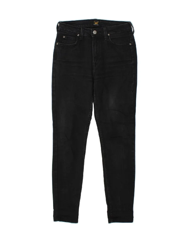 LEE Womens Skyler Skinny Jeans W28 L31  Black Cotton Stylish Shredded Denim Jeans