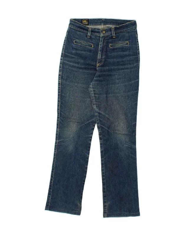 LEE Womens Straight Jeans W28 L29 Navy Blue Fashionable Raw Hem Bootcut Jeans
