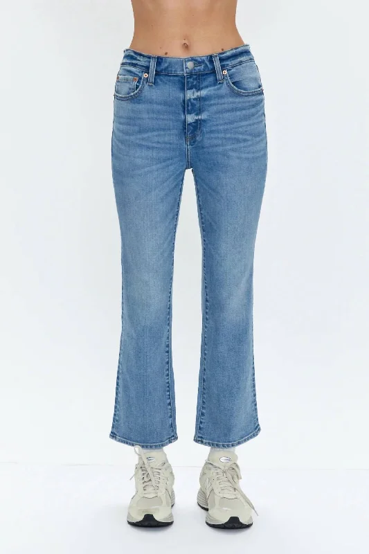 Lennon High-Rise Boot Cut Jeans In London Vintage Fashionable Raw Hemmed Jeans