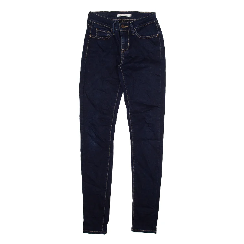 LEVI'S 710 Jeans Blue Denim Slim Skinny Womens W24 L30 Comfortable Distressed Straight-Leg Jeans