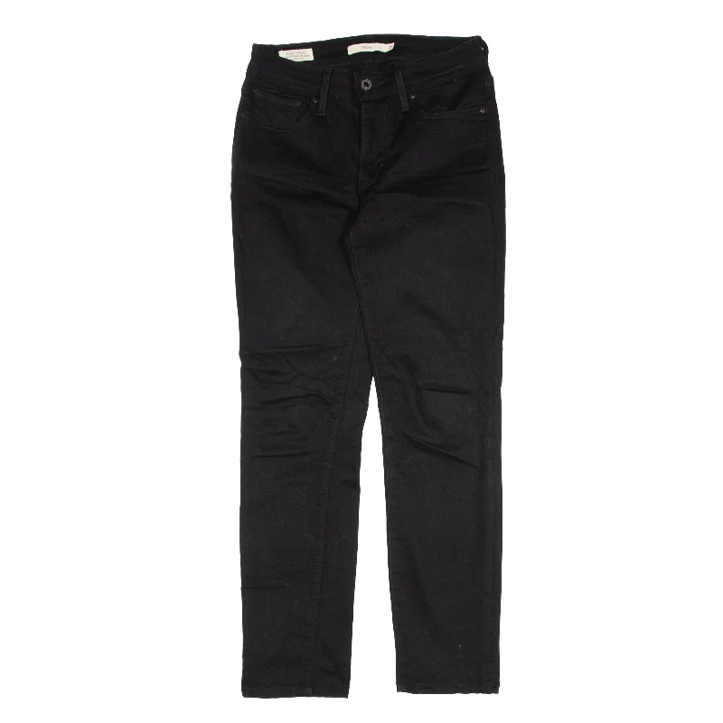 LEVI'S 712 Big E Jeans Black Denim Slim Straight Womens W25 L26 Classic Blue Denim Jeans