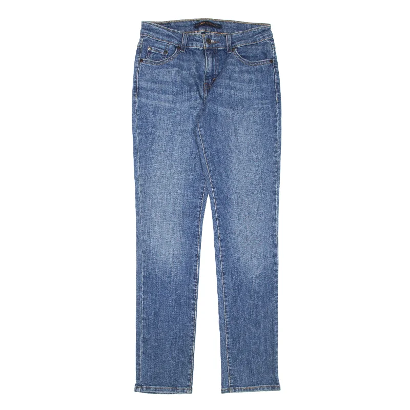 LEVI'S Mid Rise Jeans Blue Denim Slim Skinny Stone Wash Womens W26 L30 Stylish Shredded Denim Jeans