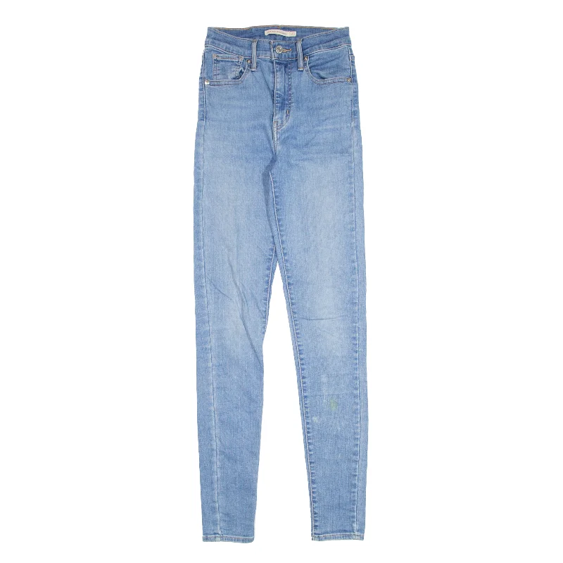 LEVI'S Mile High Jeans Blue Denim Slim Skinny Womens W25 L32 Fashionable Raw Hemmed Jeans