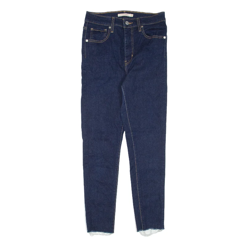 LEVI'S Mile High Jeans Blue Denim Slim Skinny Womens W25 L26 Fashionable Raw Edge Jeans