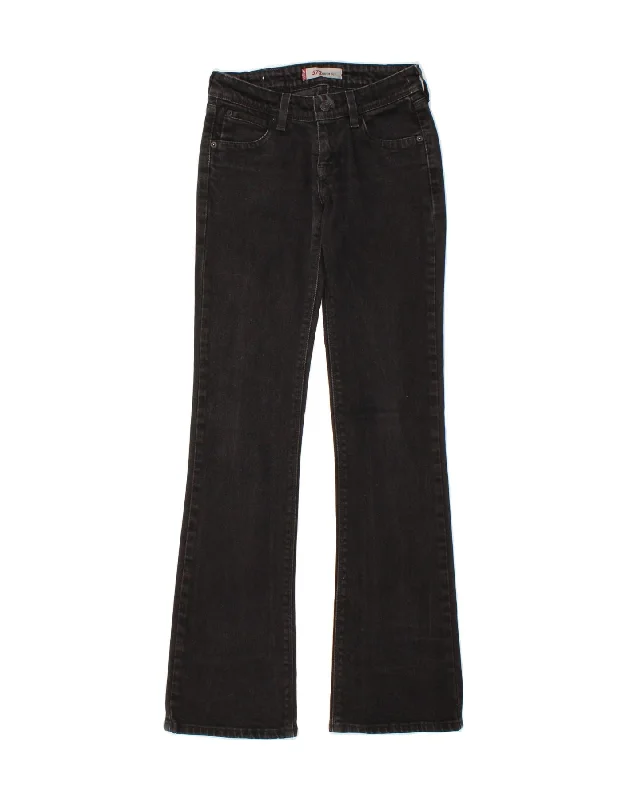 LEVI'S Womens 572 Bootcut Jeans W26 L34 Black Cotton Chic Rip-Detail High-Waist Jeans