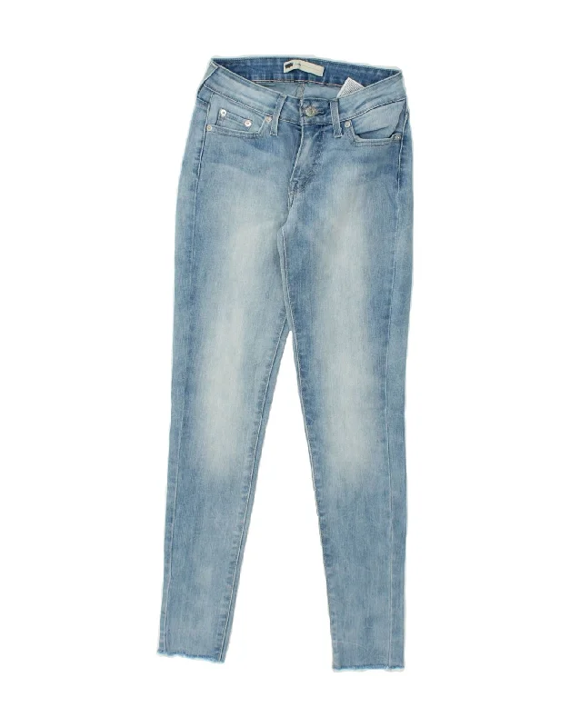 LEVI'S Womens Legging Skinny Jeans W26 L30 Blue Cotton Trendy Cut-Off Denim Shorts