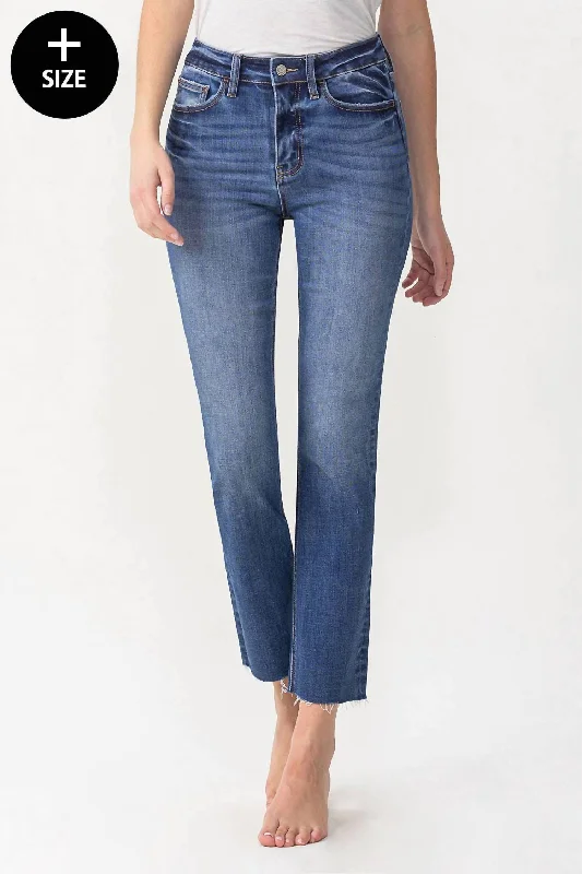 Masterfully High Rise Slim Straight Jean In Medium Wash Casual Wide-Legged Denim Jeans