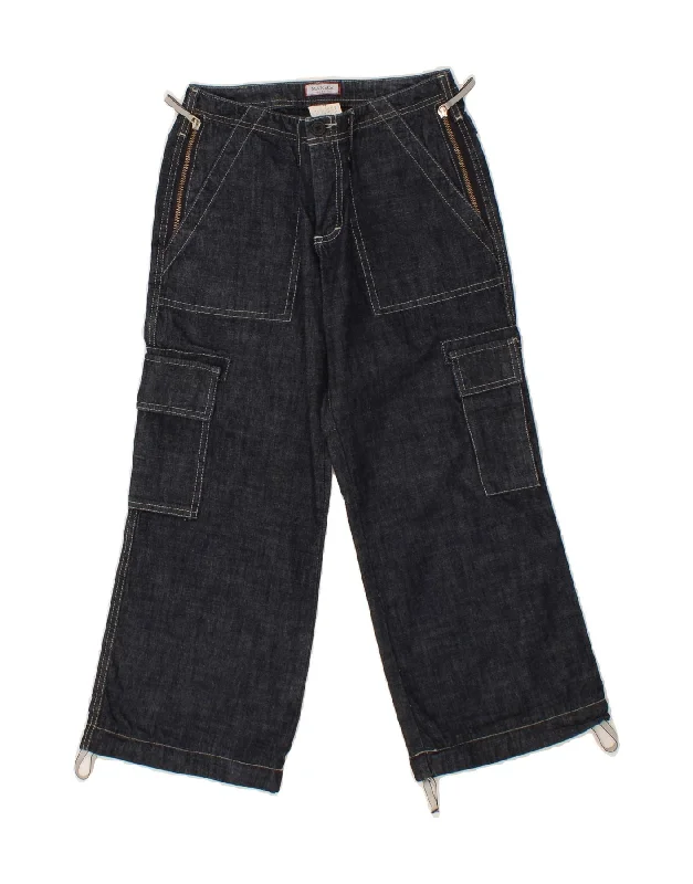MAX & CO. Womens Cargo Loose Jeans UK 8 Small W25 L23 Navy Blue Cotton Casual Distressed Skinny Jeans