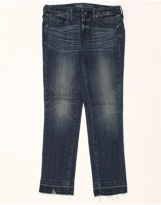 MOSSIMO Womens Mid Rise Straight Jeans US 6 Medium W28 L29 Navy Blue Casual Bootcut Ripped Jeans
