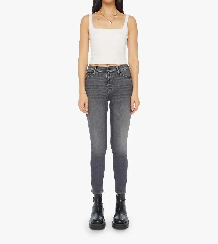 Pixie Mid Rise Dazzler Ankle Jean In Up In Smoke Casual High-Waisted Bootcut Jeans