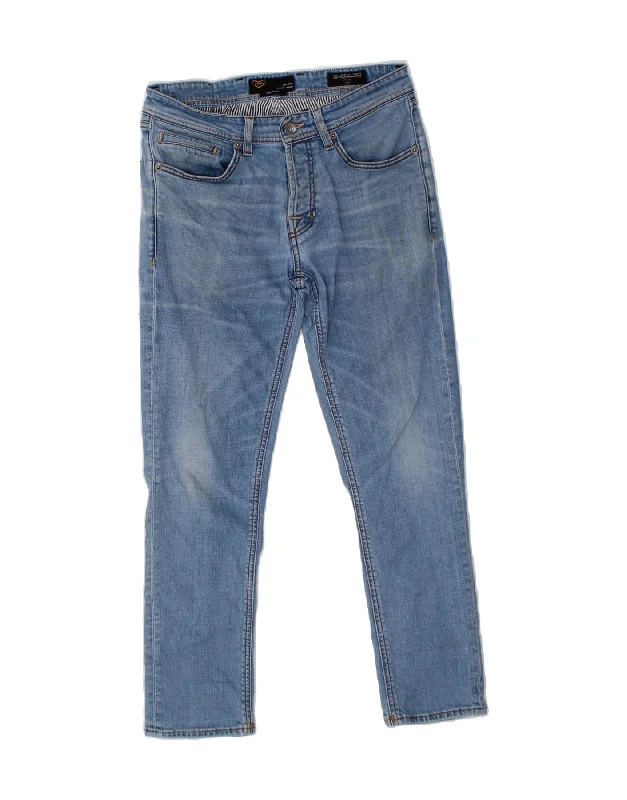POP 84 Womens Slim Jeans IT 47 Large W33 L27 Blue Cotton Classic Button Fly Jeans