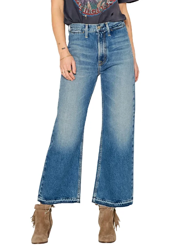Queen High Rise Crop Wide Leg Jeans In Tahoe Casual Distressed Denim Jeans