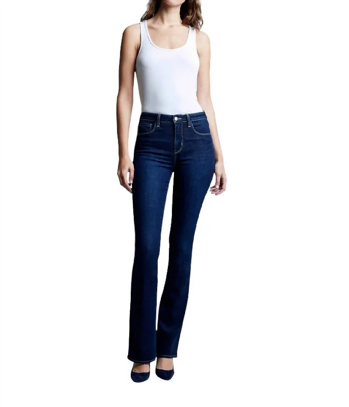 Selma High Rise Sleek Baby Boot Jeans In Barstow Chic Dark-Wash Skinny Jeans