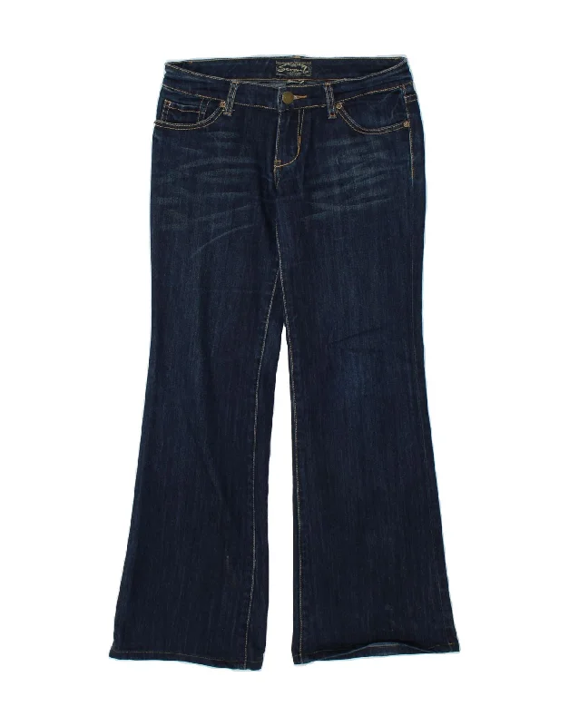 SEVEN 7 Womens Bootcut Jeans W27 L31 Navy Blue Cotton Trendy Patchwork Denim Jeans
