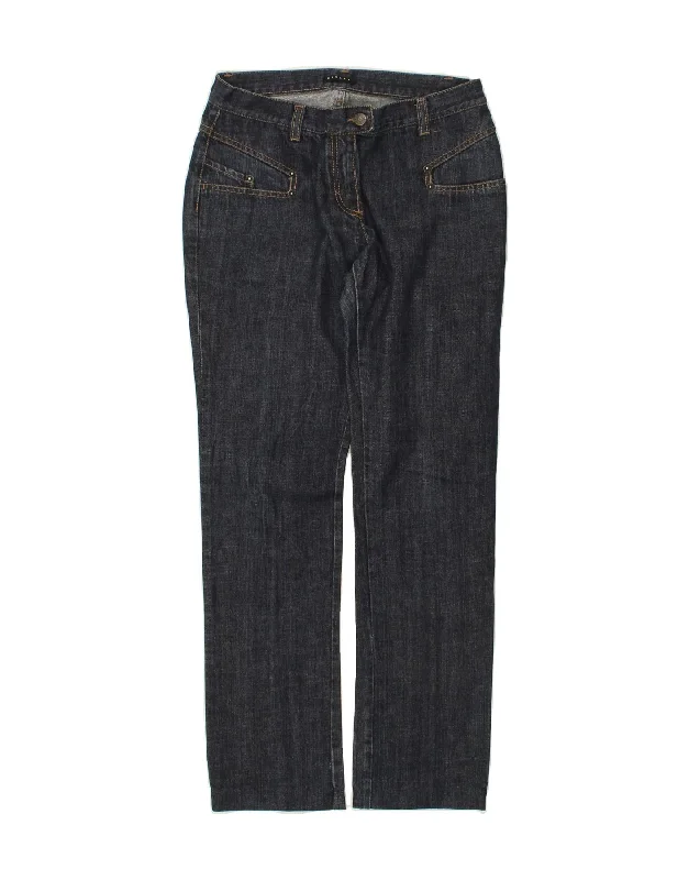SISLEY Womens Straight Jeans IT 44 Medium W30 L30 Navy Blue Cotton Elegant Wide-Leg Jeans