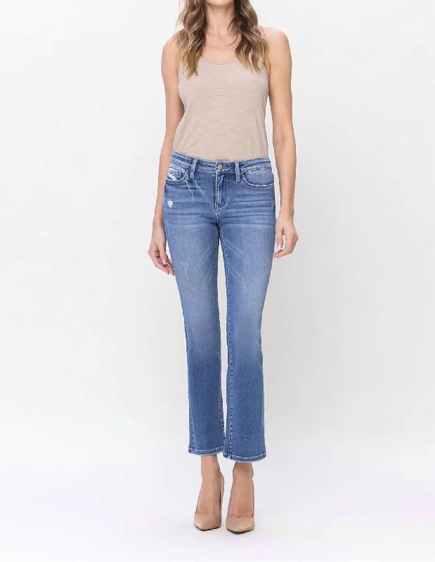Slim Ankle Bootcut Jeans In Blue Trendy Flared Leg Jeans