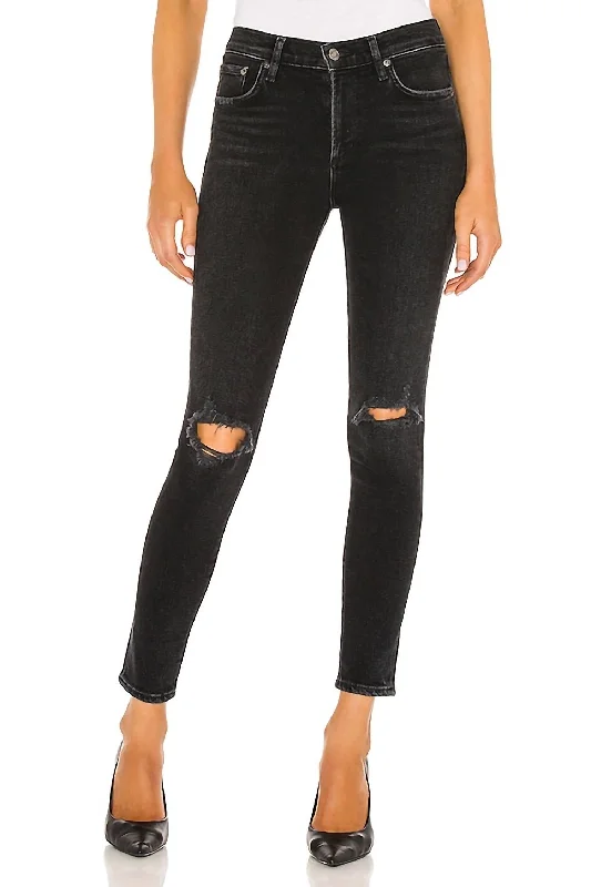 Sophie Mid Rise Ankle Jeans In Trademark Trendy Flared Leg Jeans
