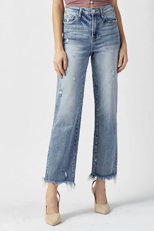 Stacey Hi Rise Straight Jeans In Blue Stylish High-Waist Jeans