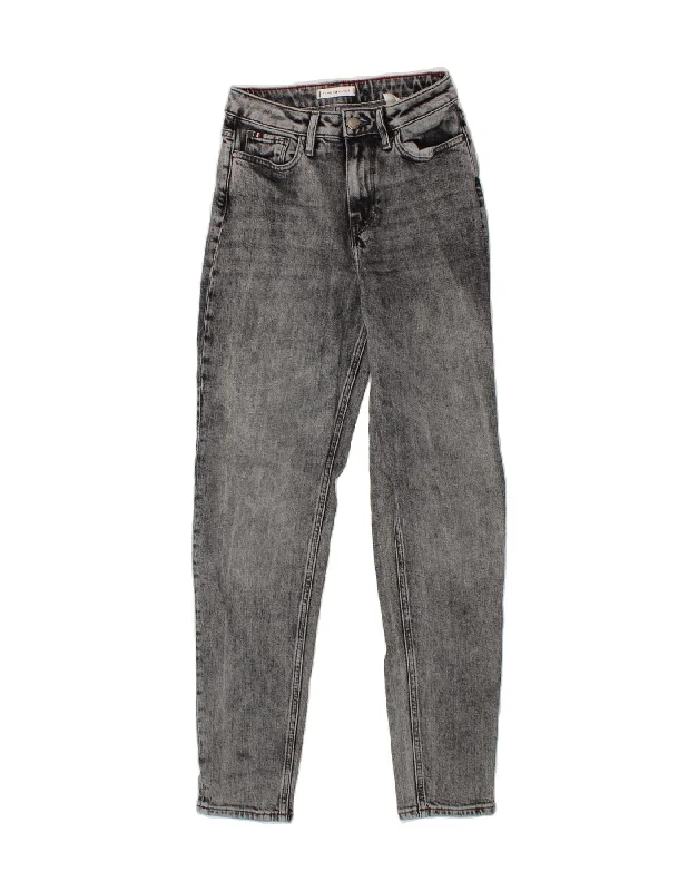 TOMMY HILFIGER Womens High Waist Skinny Jeans W24 L29  Grey Cotton Fashionable Slouchy Fit Jeans