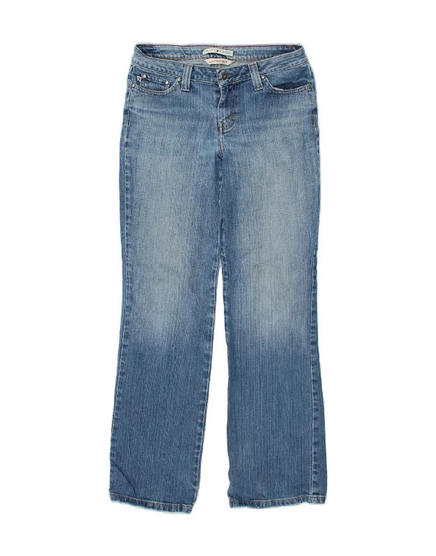 TOMMY HILFIGER Womens Low Waist Bootcut Jeans US 4 Small W30 L32 Blue Comfortable Folded Hem Jeans