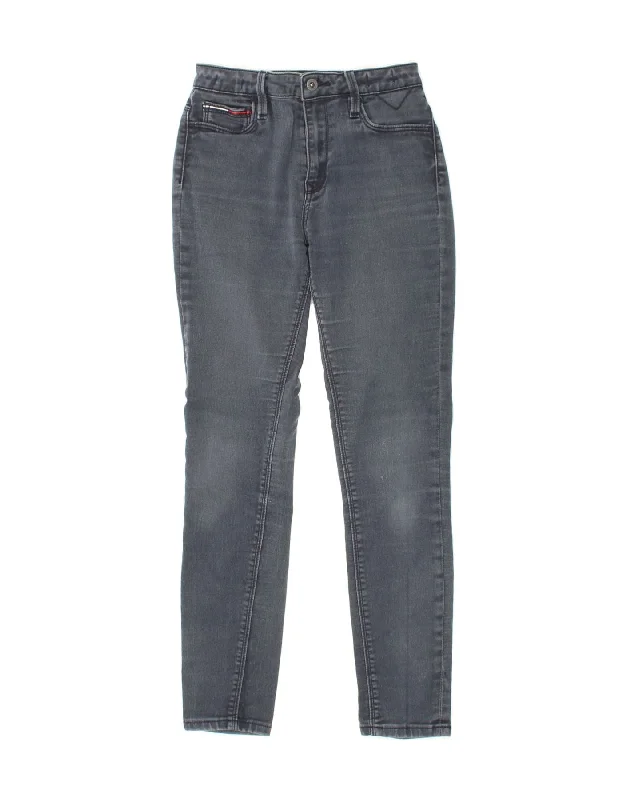 TOMMY HILFIGER Womens Skinny Jeans W28 L27 Blue Polyester Trendy Wide-Leg High-Waist Denim