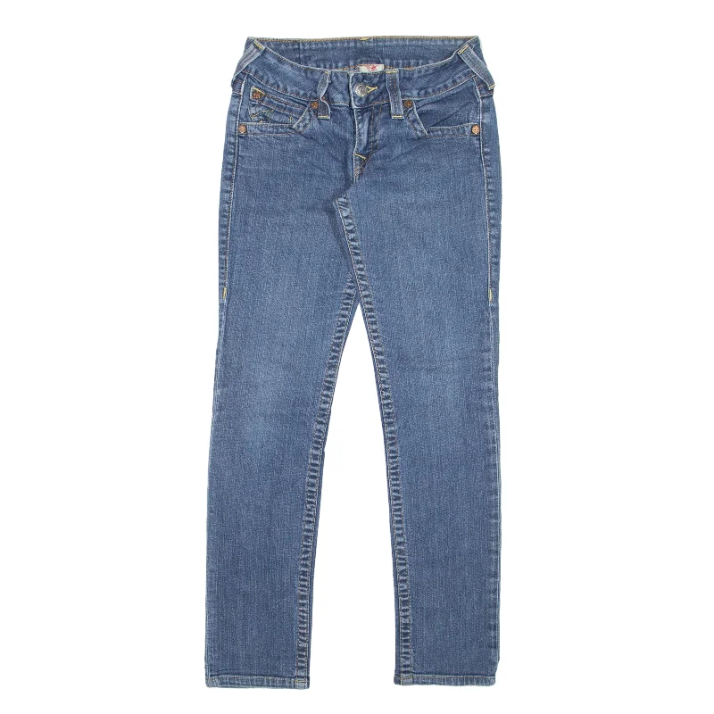 TRUE RELIGION Low Rise Y2K Jeans Blue Denim Slim Skinny Womens W25 L28 Cozy Stretch High-Waist Jeans