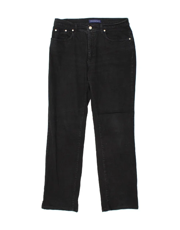 TRUSSARDI Womens Straight Jeans W32 L32  Black Cotton Comfortable Zip-Fly Denim Jeans
