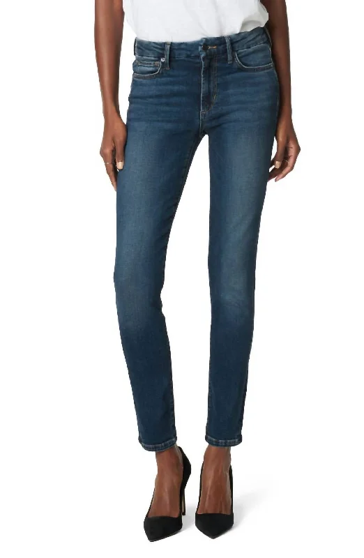 Women's Flawless High Rise Ankle Skinny Jean In Blue Fashionable Straight Fit Denim