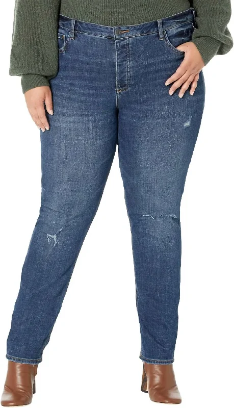Women's Slouchy Boyfriend Jeans In Blue Casual High-Waisted Bootcut Jeans