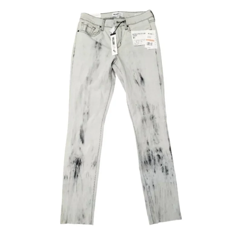Women's Washed Mid Rise Skinny Jeans In Gray Comfortable Zip-Fly Denim Jeans