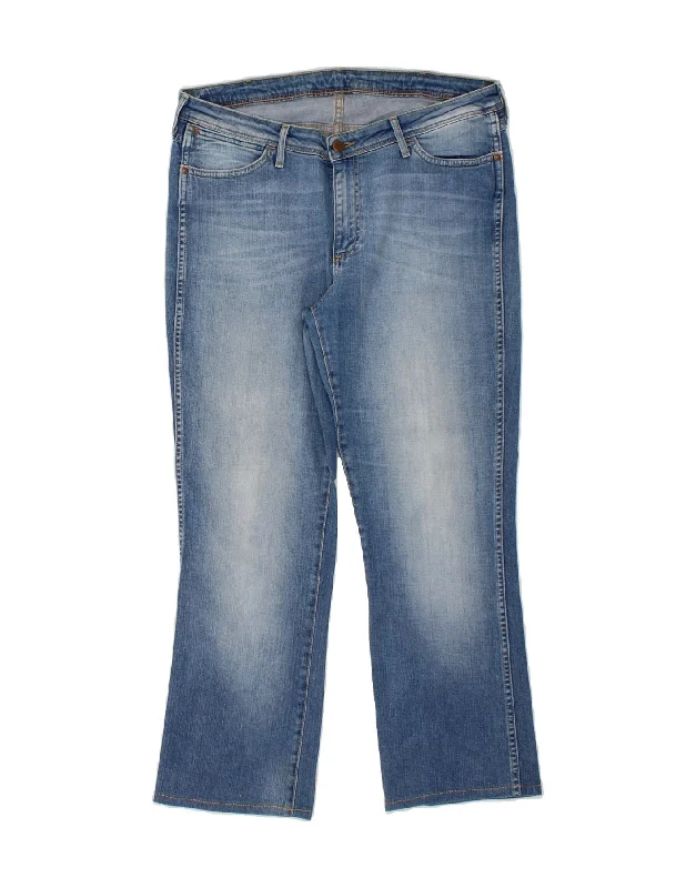 WRANGLER Womens Sara Straight Jeans W34 L27 Blue Cotton Trendy Skinny High-Waist Jeans