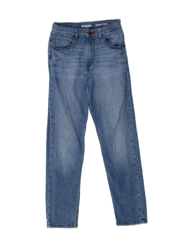 WRANGLER Womens Tapered Jeans UK 14 Medium W27 L26 Blue Cotton Trendy Patchwork Denim Jeans