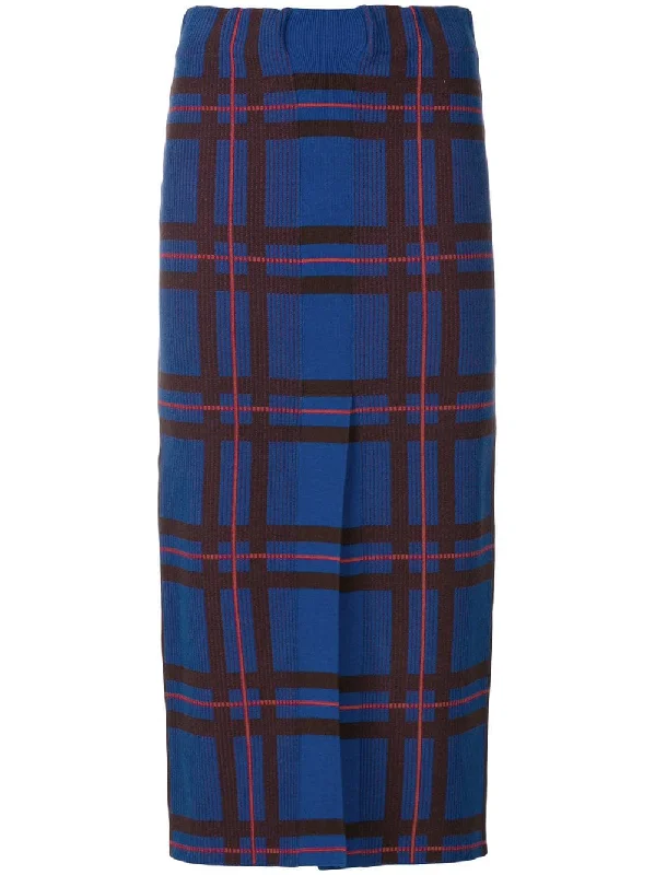 Motion slit front tartan skirt lace skirt elegant