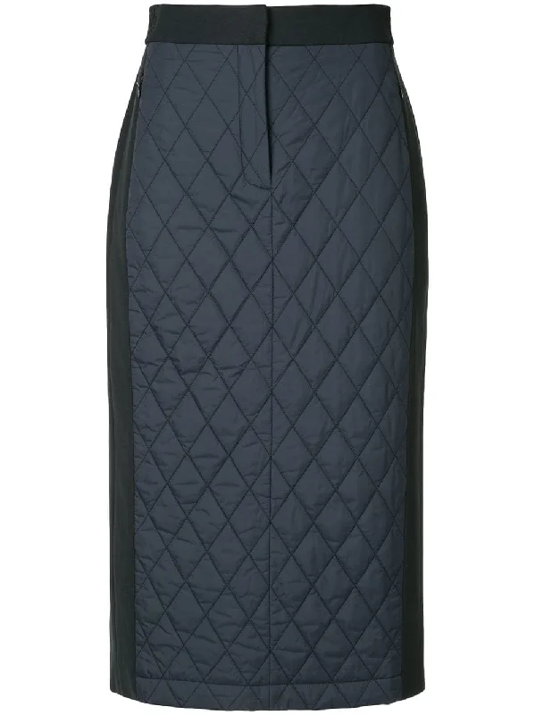 quilted combo skirt linen skirt breathable