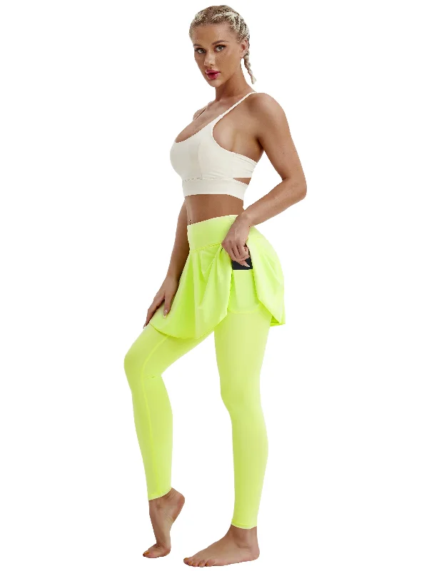 Athletic Tennis Golf Skort with Pocket Shorts neonyellow_Tall Size velvet skirt sumptuous