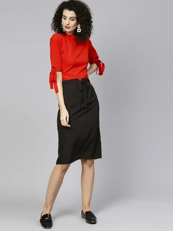 Women's Orange & Black Solid Top With Skirt - Nayo Clothing tulle skirt dreamy