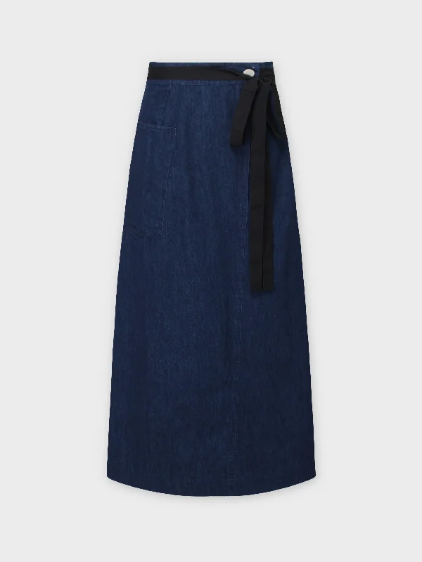 BIG POCKET SKIRT-DENIM linen skirt natural