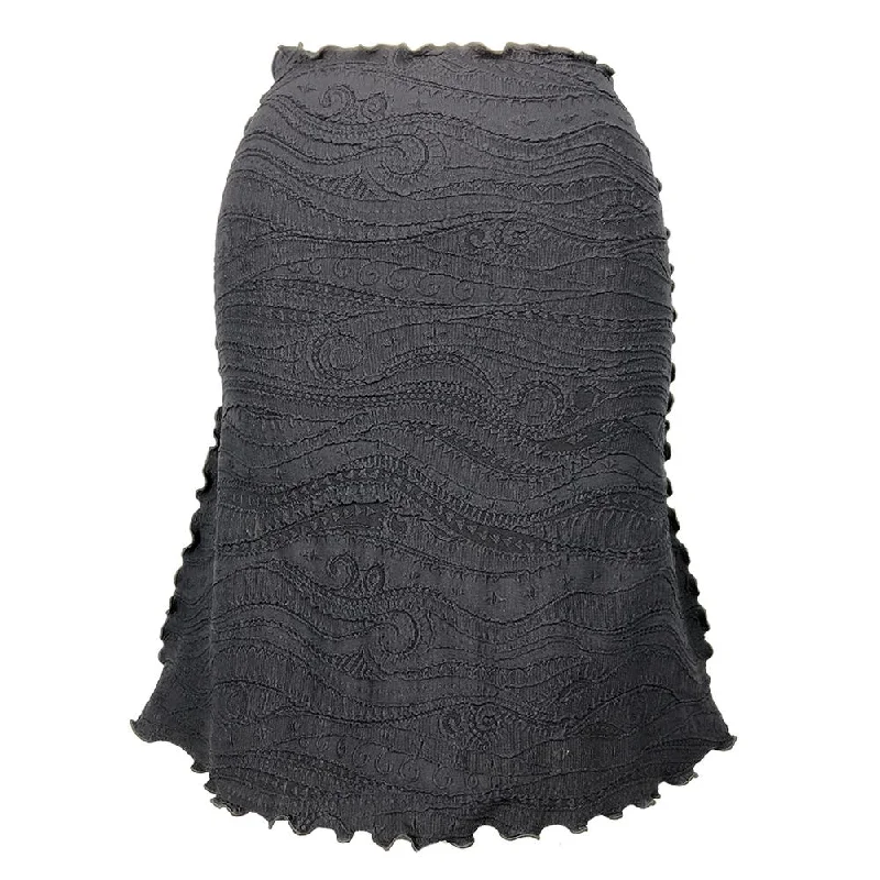 Black Catty Jacquard Knit Bias Skirt button skirt front