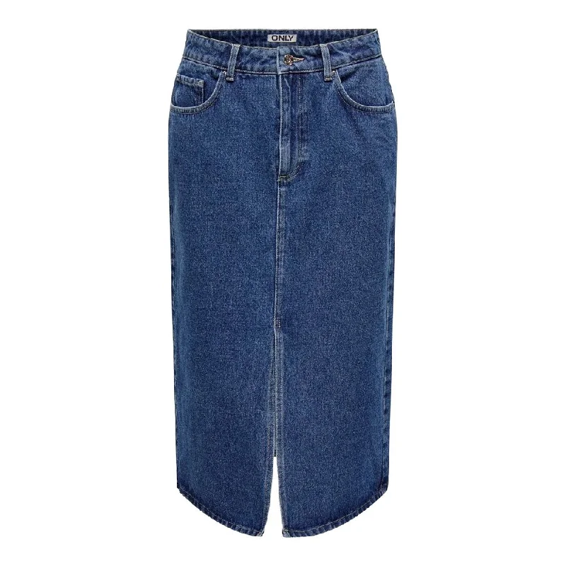 Only Blue Cotton Skirt denim skirt classic