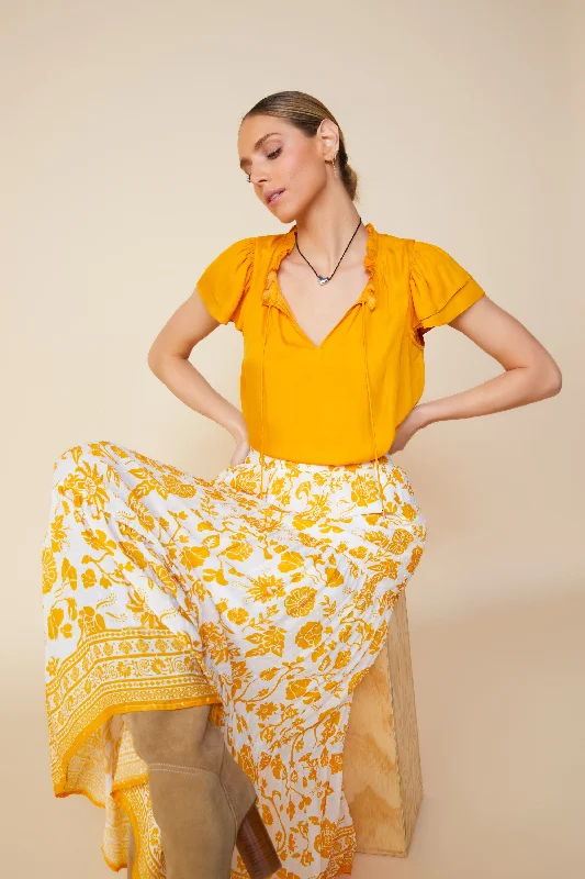 Border Print Maxi Skirt silk skirt elegant
