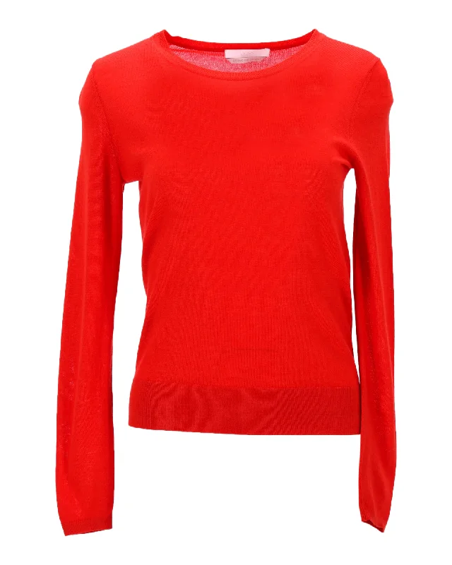 Boss Merino Super Fine Sweater in Red Wool Fleece Sweater Nylon Polyester